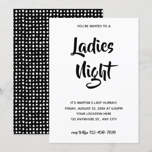 Lässiges Schwarzes Skript Ladys Night Brautparty Einladung