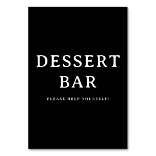 Lassiges schwarzes typografisches Dessertbar-Schil Tischnummer
