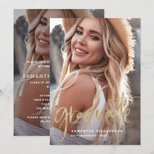 Lässiges Script-Gold   Partei für zwei Fotos Einladung