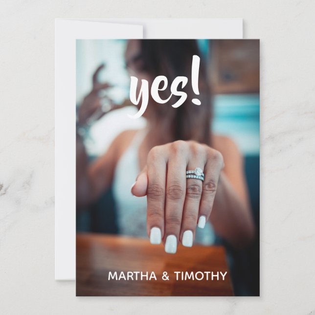 Lässiges Script Ja! Ankündigung der Verlobung von  (Vorderseite)