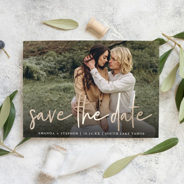 Lässiges Sketch Gold | Moderne Hochzeit von Fotos Save The Date (Von Creator hochgeladen)