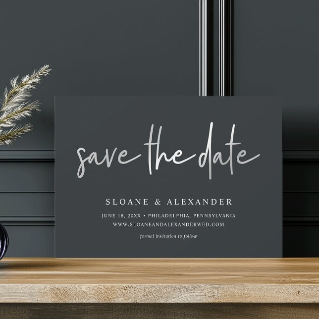 Lässiges Sketch Silver | Moderne Hochzeit Save The Date (Von Creator hochgeladen)