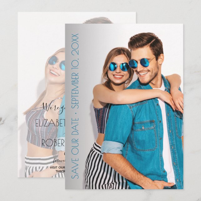 Lässiges Skript-Foto Hochzeit speichern Sie das Da Save The Date (Vorne/Hinten)