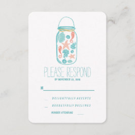 Lässiges Strandmason jar Hochzeit RSVP Karte