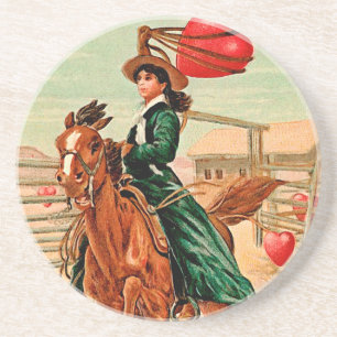 Lasso mein Herz Vintag Valentine Sandstein Untersetzer