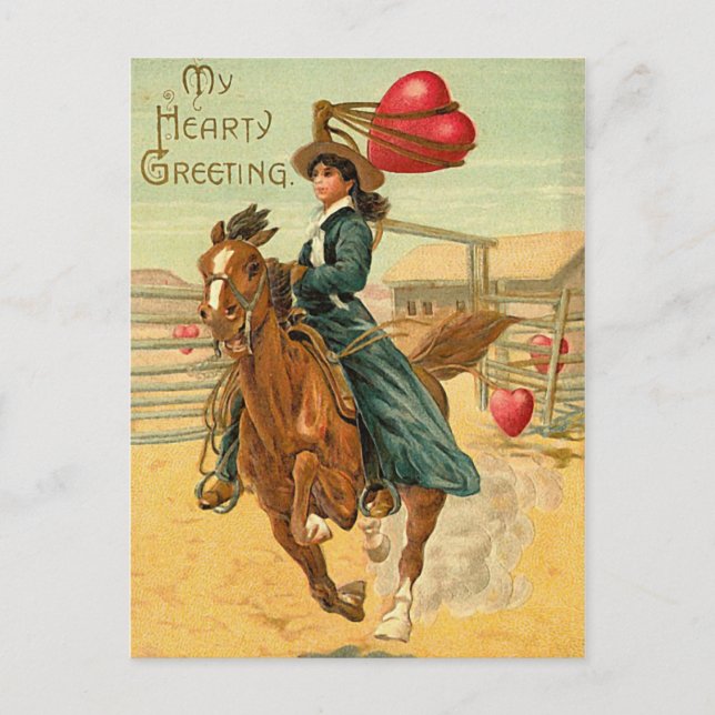 Lasso mein Herz Vintager Valentine Feiertagspostkarte (Vorderseite)