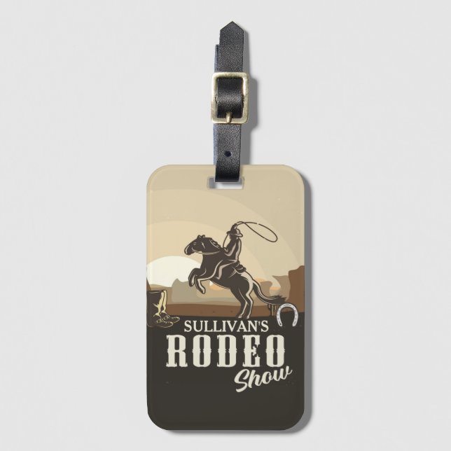 Lasso Roping Roundup ADD NAME Western Rodeo Show Gepäckanhänger (Vorderseite Vertikal)