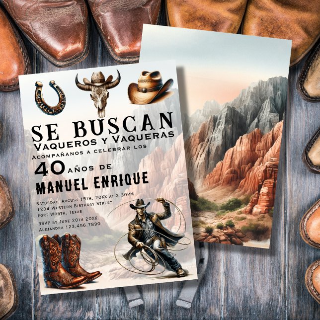 Lasso Vaquero Spanischer Western Cowboy 40. Geburt Einladung (Von Creator hochgeladen)