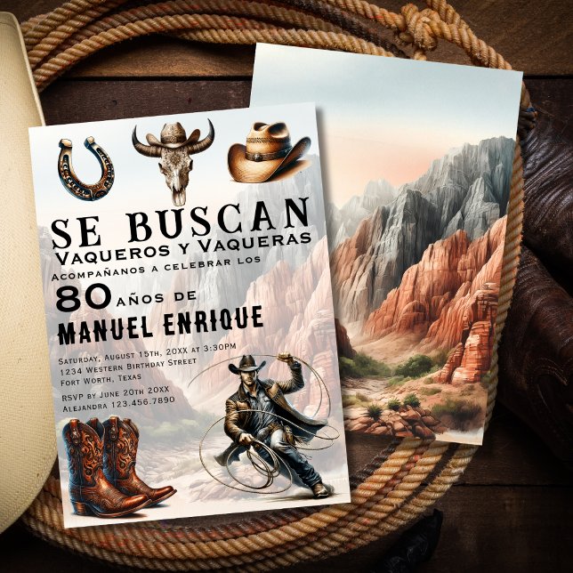 Lasso Vaquero Spanischer Western Cowboy 80. Geburt Einladung (Von Creator hochgeladen)