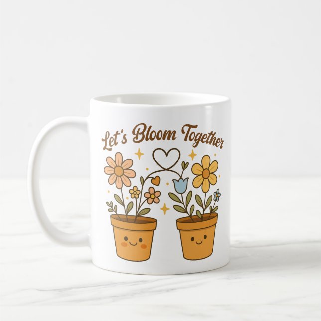 Lass's Bloom Together - Niedliche Pflanze Liebe Kaffeetasse (Links)