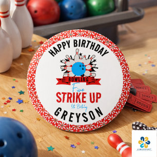 Lass's Bowl! Fun Kids 5th Birthday Party Bowling Button