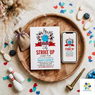 Lass's Bowl! Fun Kids 5th Birthday Party Bowling Einladung