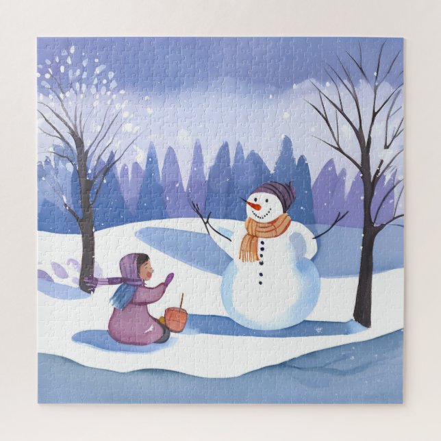 Lass's Build a Snowman | Wasserfarbene Winterfarbe (Vertikal)