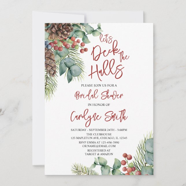Lass's Deck the Halls Bridal Dusche Einladung (Vorderseite)