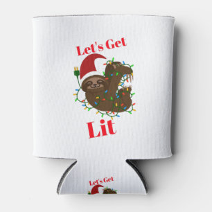 Lass's Get Lit Christmas Sloth Dosenkühler