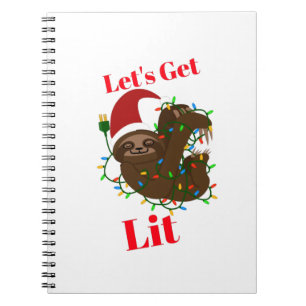 Lass's Get Lit Christmas Sloth Notizblock