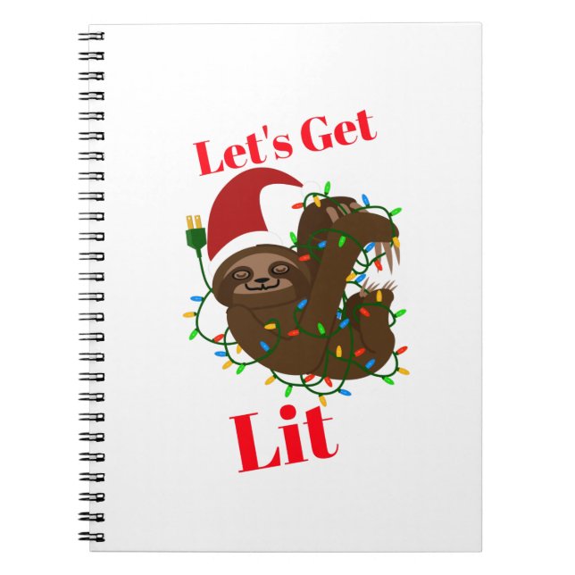 Lass's Get Lit Christmas Sloth Notizblock (Vorderseite)