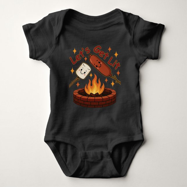 Lass's Get Lit Firepit - Niedlicher Marshmallow &  Baby Strampler (Vorderseite)