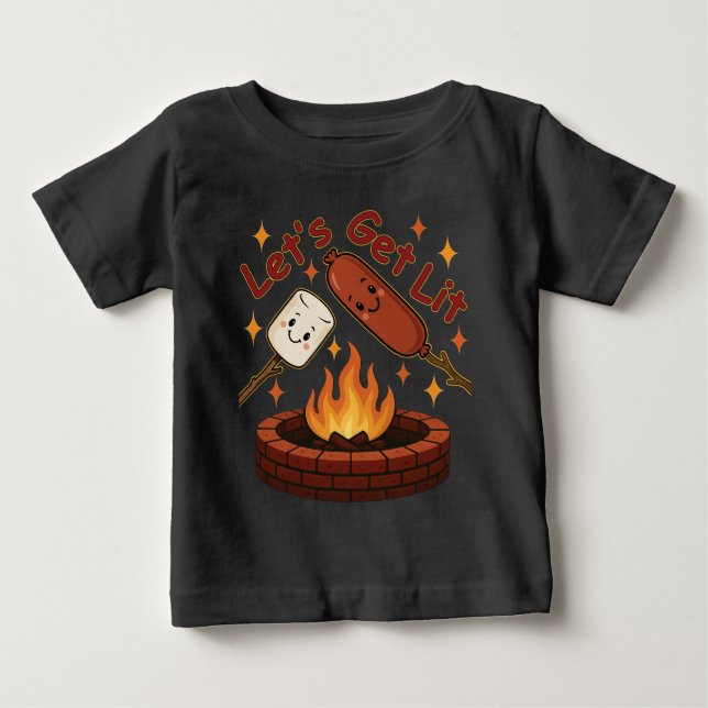 Lass's Get Lit Firepit - Niedlicher Marshmallow &  Baby T-shirt (Vorderseite)