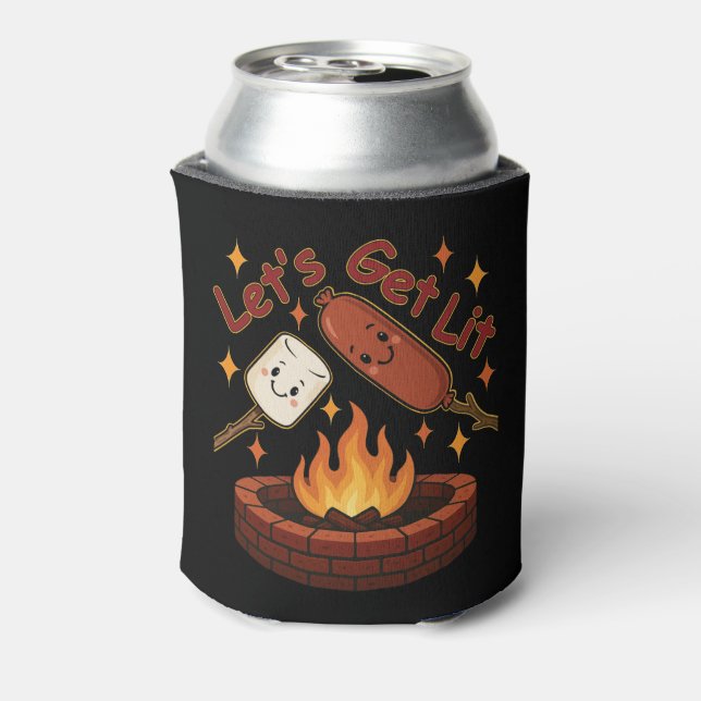 Lass's Get Lit Firepit - Niedlicher Marshmallow &  Dosenkühler (Kanne Rückseite)