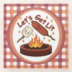 Lass's Get Lit Firepit - Niedlicher Marshmallow &  Glasuntersetzer