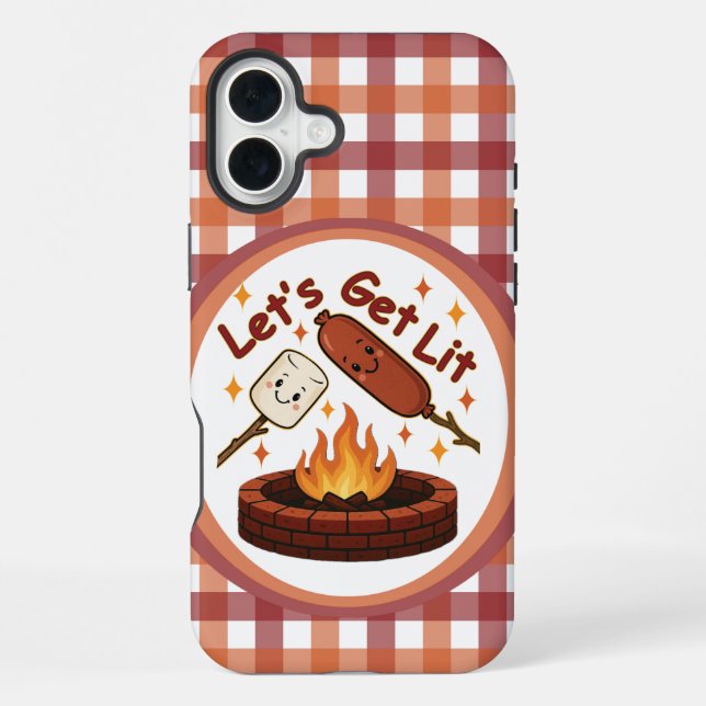 Lass's Get Lit Firepit - Niedlicher Marshmallow &  iPhone 16 Plus Hülle (Rückseite)