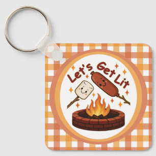 Lass's Get Lit Firepit - Niedlicher Marshmallow & Schlüsselanhänger