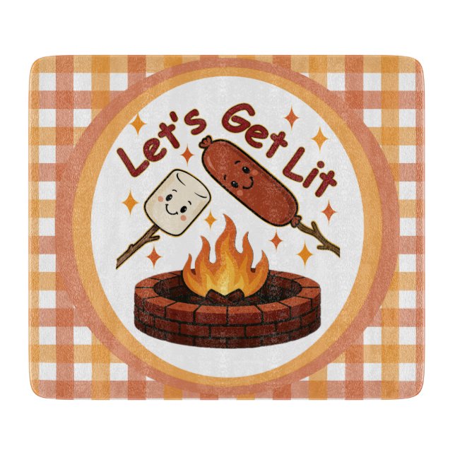 Lass's Get Lit Firepit - Niedlicher Marshmallow &  Schneidebrett (Vorderseite)