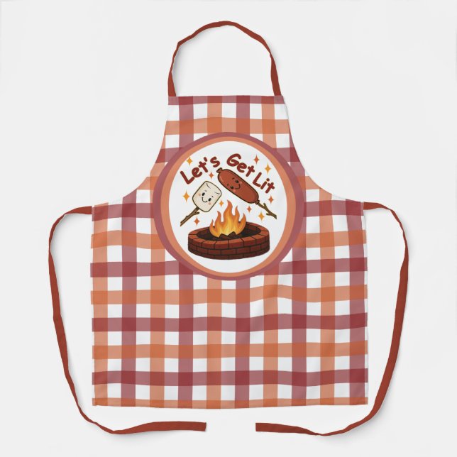 Lass's Get Lit Firepit - Niedlicher Marshmallow &  Schürze (Vorderseite)