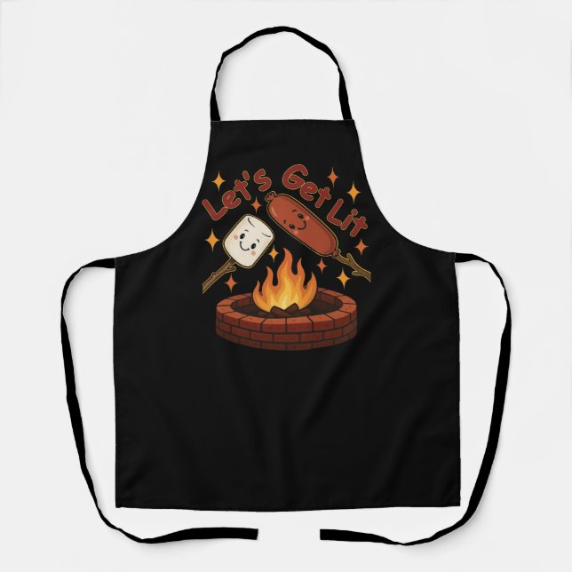 Lass's Get Lit Firepit - Niedlicher Marshmallow &  Schürze (Vorderseite)