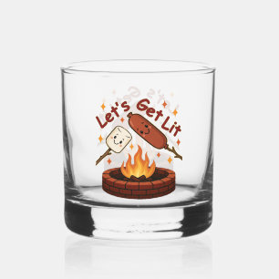 Lass's Get Lit Firepit - Niedlicher Marshmallow & Whiskyglas