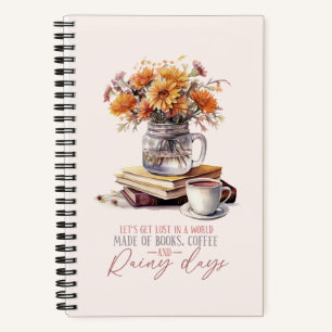 Lass's Get Lost - Bücher, Kaffee & Rain Rustikal Notizbuch