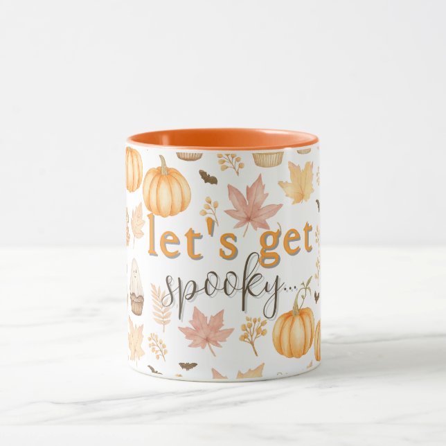 Lass's Get Spooky mit Pumpkins, Blätter & Cupcake Tasse (Zentrum)