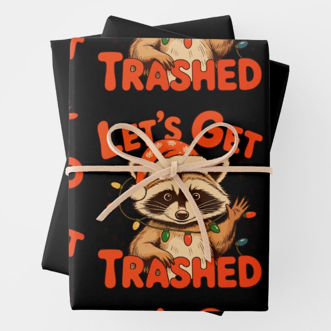 Lass's Get Trashed Weihnachts Raccoon Feral Xmas Geschenkpapier Set (Beispiel)