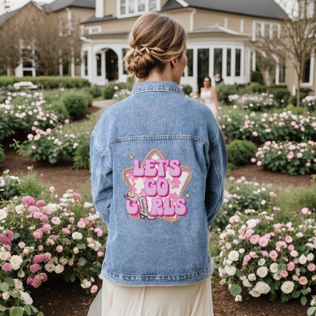 Lass's Go Girls Pink Star Western Jeansjacke (Hochzeit Rückseite)