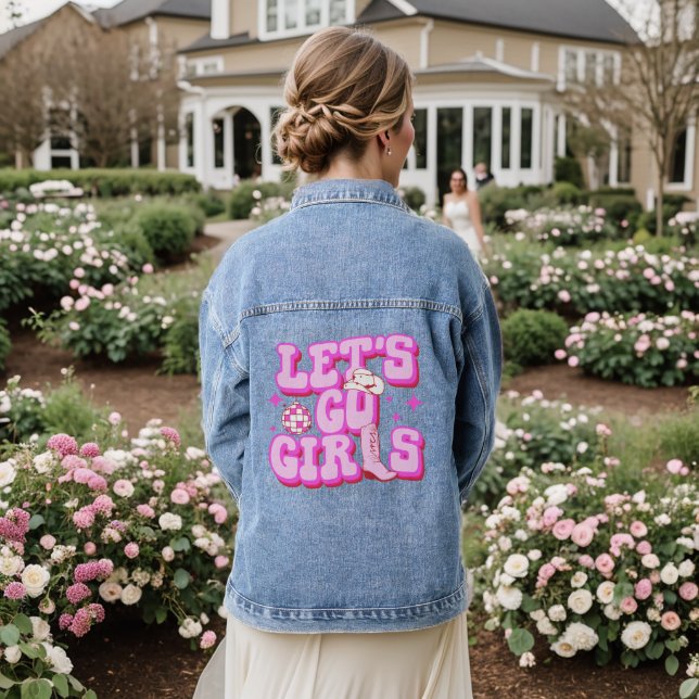 Lass's Go Girls Pink Western Jeansjacke (Hochzeit Rückseite)