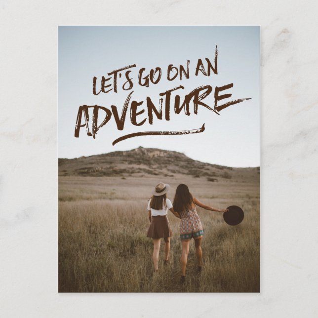 Lass's Go On a Adventure Typografy Foto Template Postkarte (Vorderseite)