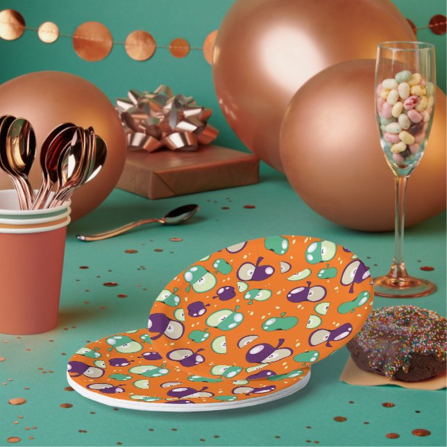 🍏 Lass's Party gestartet - Apple on orange Pappteller (Multi)