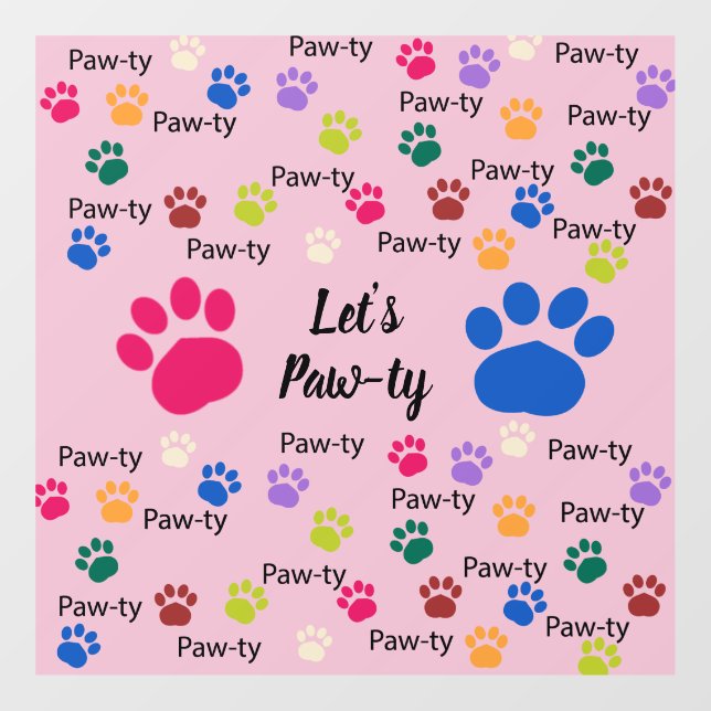 Lass's Paw-ty! Hund Fensteraufkleber (Blatt)
