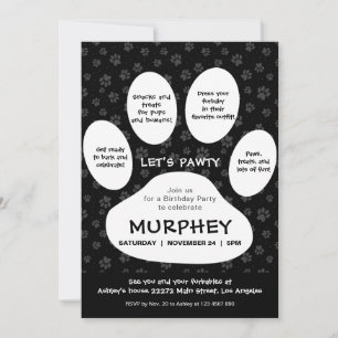 Lass's Pawty, Paw Print Einladung