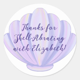 Lass's Shellabrate Seashell Under the Sea Birthday Runder Aufkleber