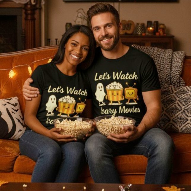 Lass's Watch Beängstigend Movies Ghost Halloween K T-Shirt (Let’s Watch Scary Movies Ghost Halloween Kawaii T-Shirt.)