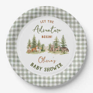 Lasst das Abenteuer beginnen Waldtier-Baby-Party Pappteller