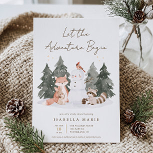 Lasst die Abenteuer beginnen Baby Shower Einladung