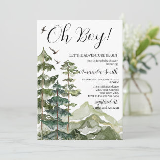 Lasst die Abenteuer beginnen Mountain Boy Baby Sho Einladung