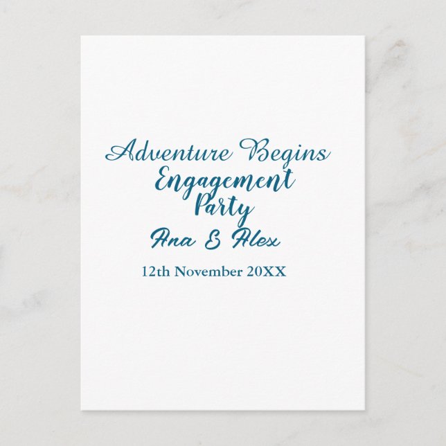 Lasst die Abenteuer beginnen Verlobungsfeier Name  Postkarte (Vorderseite)