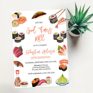 Lasst die guten Zeiten rollen Sushi-Party Geburtst Einladung