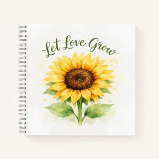 Lasst die Liebe wachsen – Aquarell-Sonnenblume Notizbuch