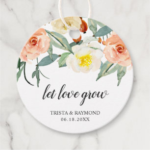 Lasst die Liebe wachsen Pfirsich-Aquarell-Blumenho Geschenkanhänger