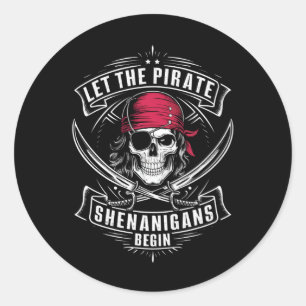 Lasst die Piratenstreiche beginnen Halloween-Schäd Runder Aufkleber